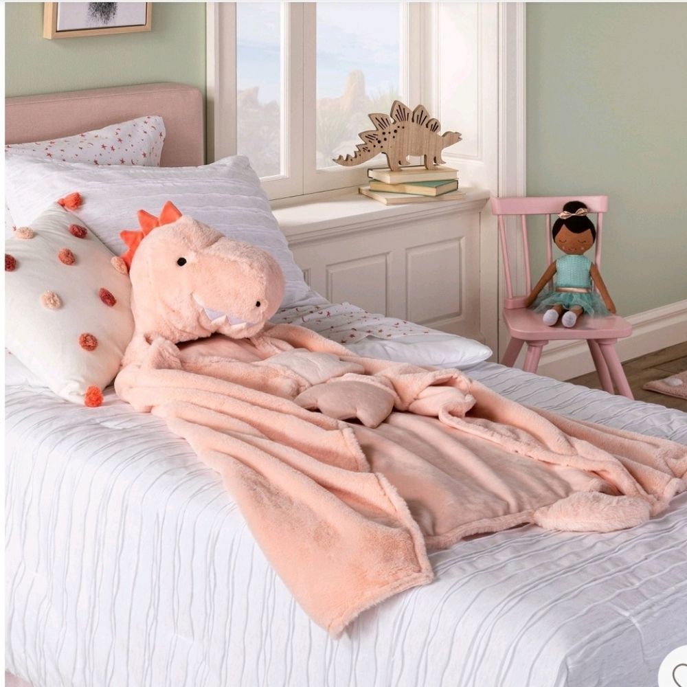 Dinosaur Hooded Blanket Pink - Pillowfort - Picture 2 of 9